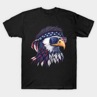 Patriotic Bald Eagle Mullet USA American Flag 4th of July T-Shirt